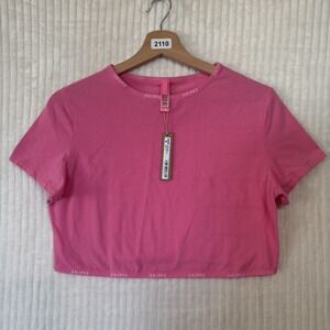 SKIMS Cotton Logo SUPER CROPPED T-SHIRT Short Sleeve Pink Women's Size XL NWT